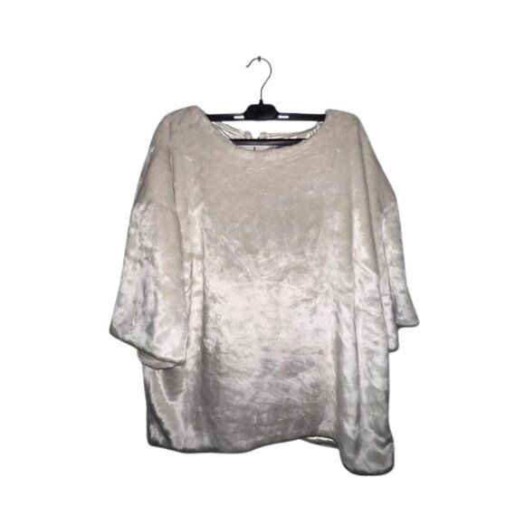 H&M Cream Faux Fur Textured Boxy T-Shirt – Size L - Picture 2 of 3
